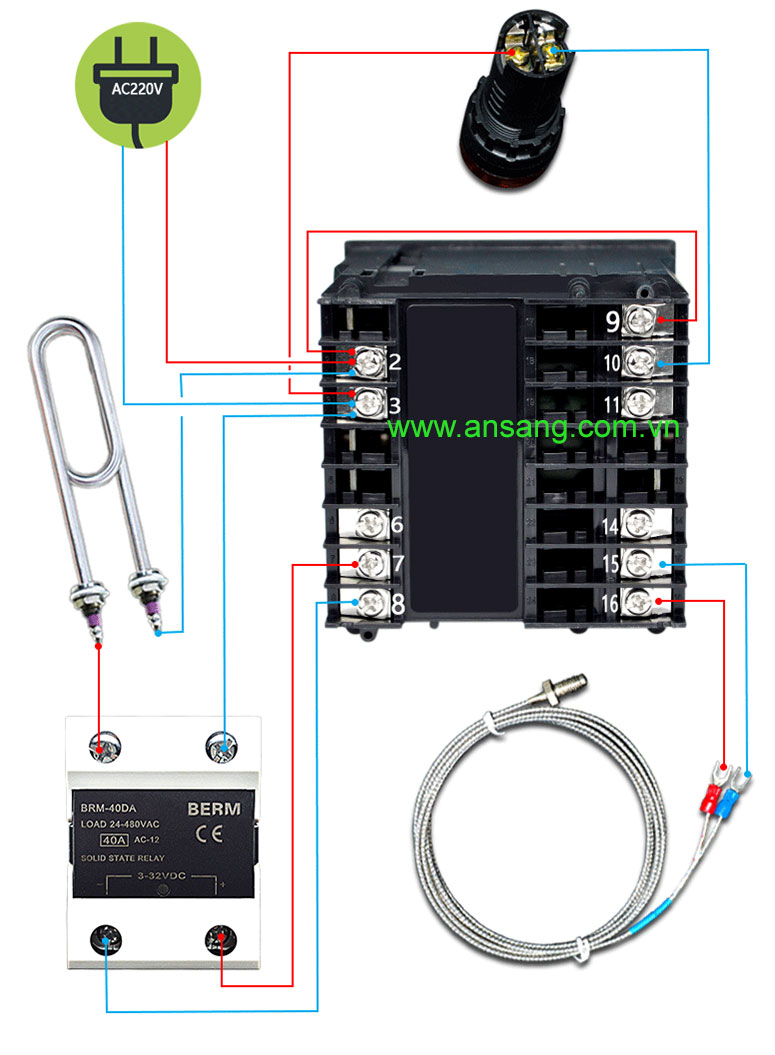 Hướng dẫn nối dây bộ điều khiển nhiệt độ RKC  REX-C900 với SSR bán dẫn